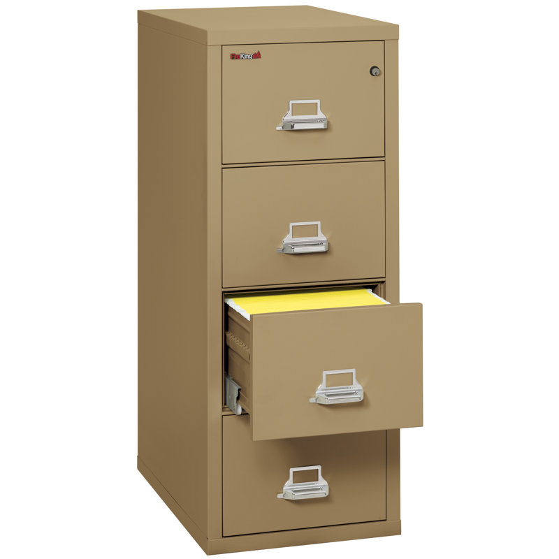 Fireproof 20.8125'' Wide 4 -Drawer Steel File Cabinet, Sand, Manipulation-Proof Comb. Lock