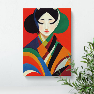 Geisha In Abstract No.5 - Wrapped Canvas