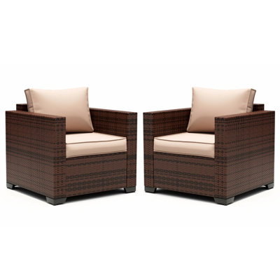 Chaise de patio d'extérieur en osier 27,5 po Azoriah Silloth (ensemble de 2)