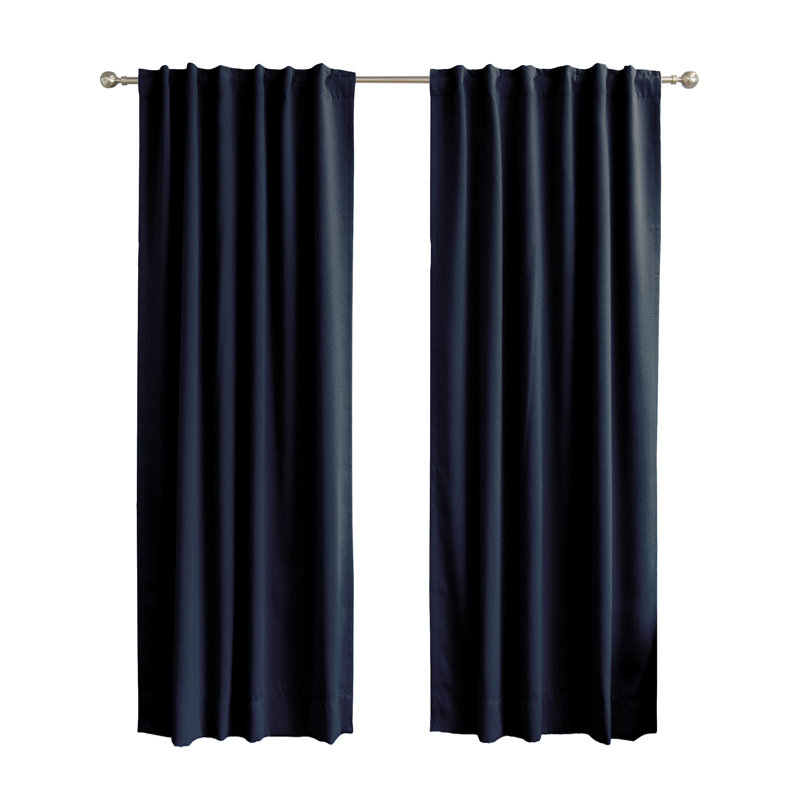 Panneaux de rideaux occultants et thermiques unis avec passe-tringle Bantam, Bleu marine, l 52 po x L 120 po