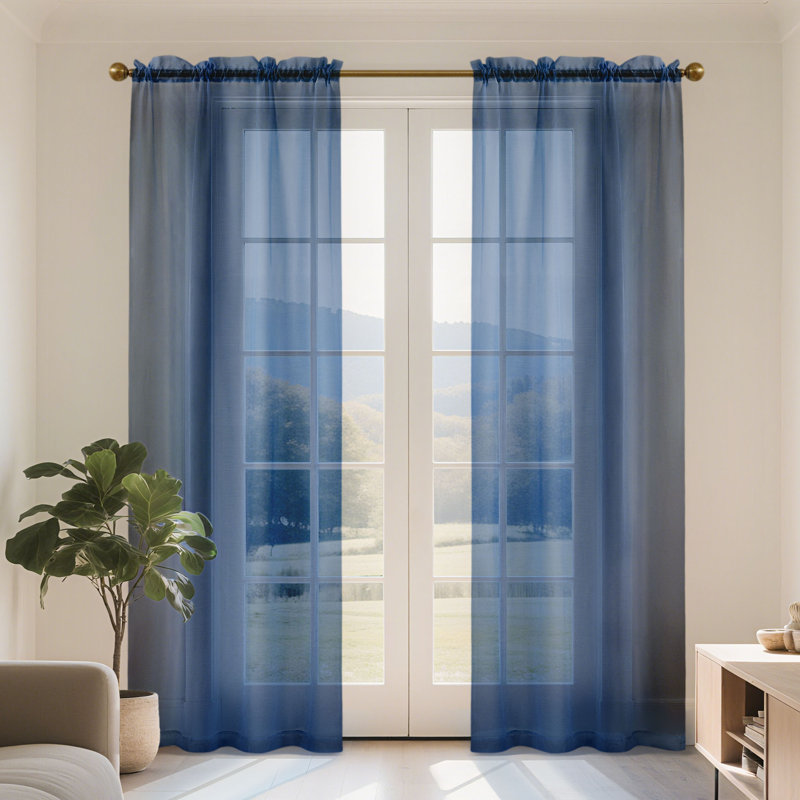 Voilage avec passe-tringle Voile, L 42 po x L 84 po, Marine
