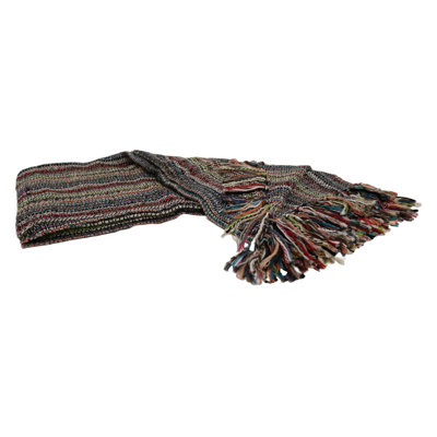 Home&Manor Handcrafted Wool & Cotton Throw Blanket Color Storm