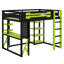 Lit mezzanine polyvalent en bois avec bureau intégré, tablettes, prise de courant et lumière RVB-252610028