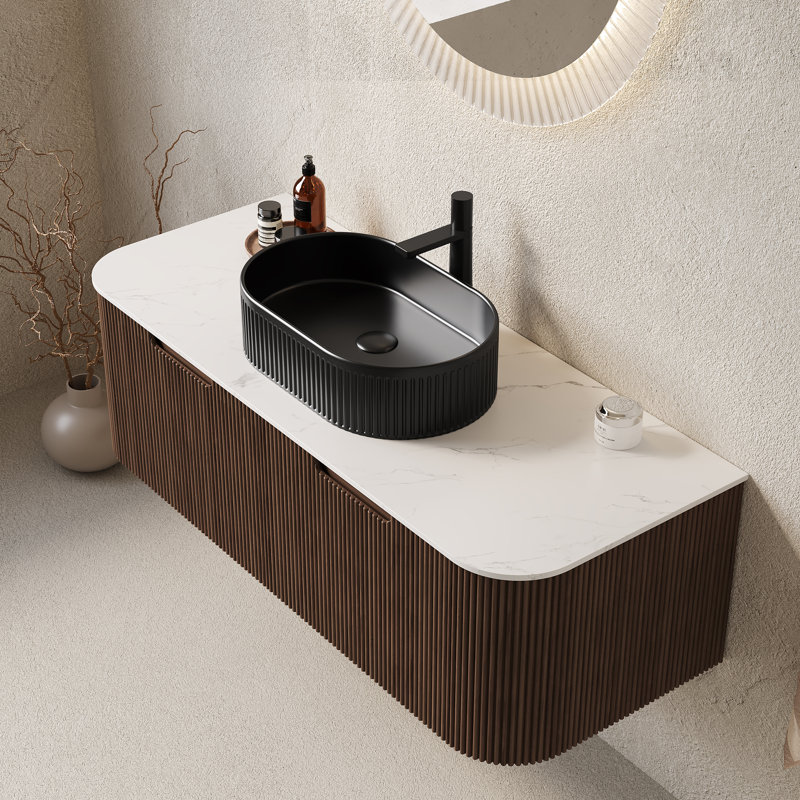 Meuble-lavabo et lavabo de salle de bain 48 po Dina, Oval, 48", Noir
