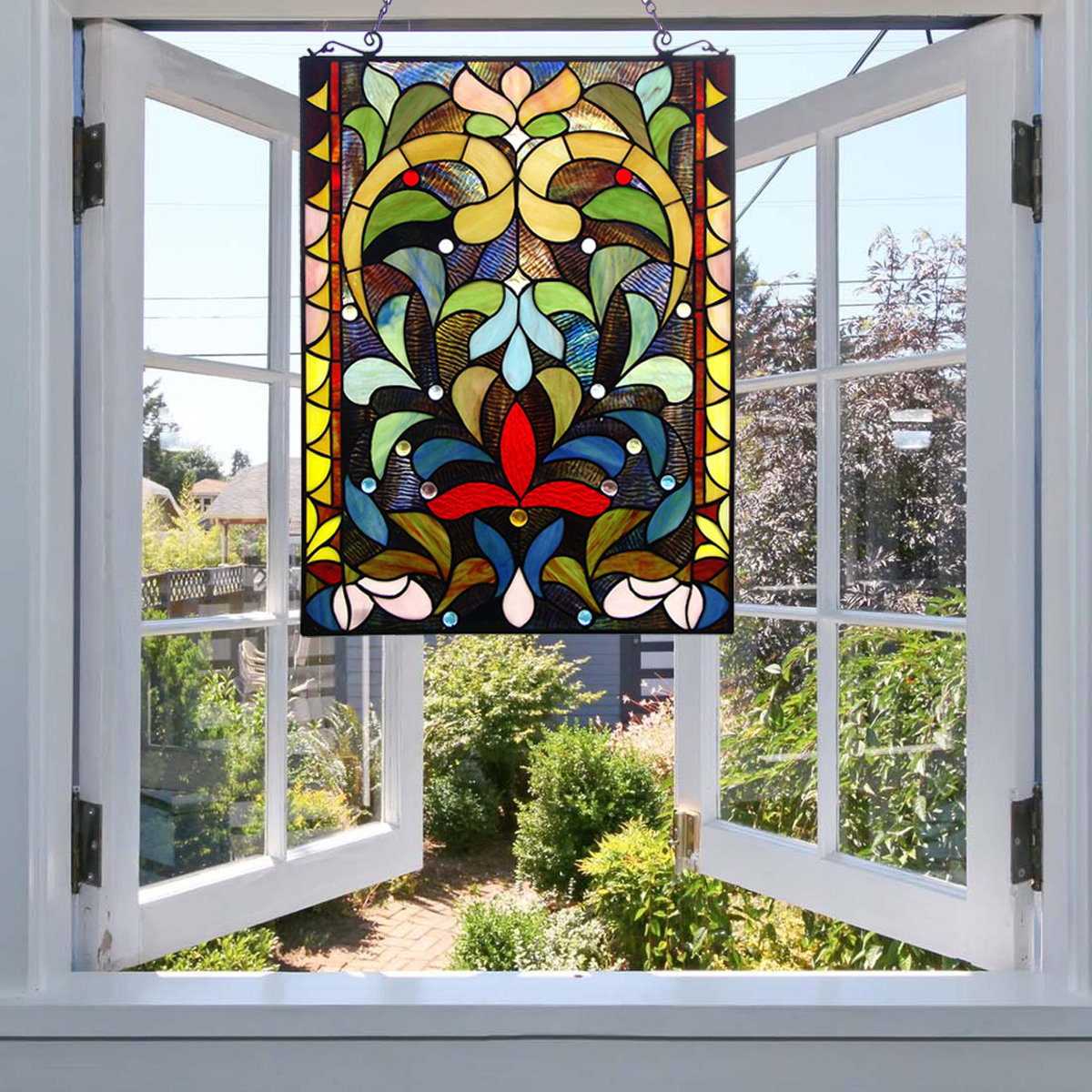 Fine Art Lighting Stained Glass Floral Window Panel | Wayfair