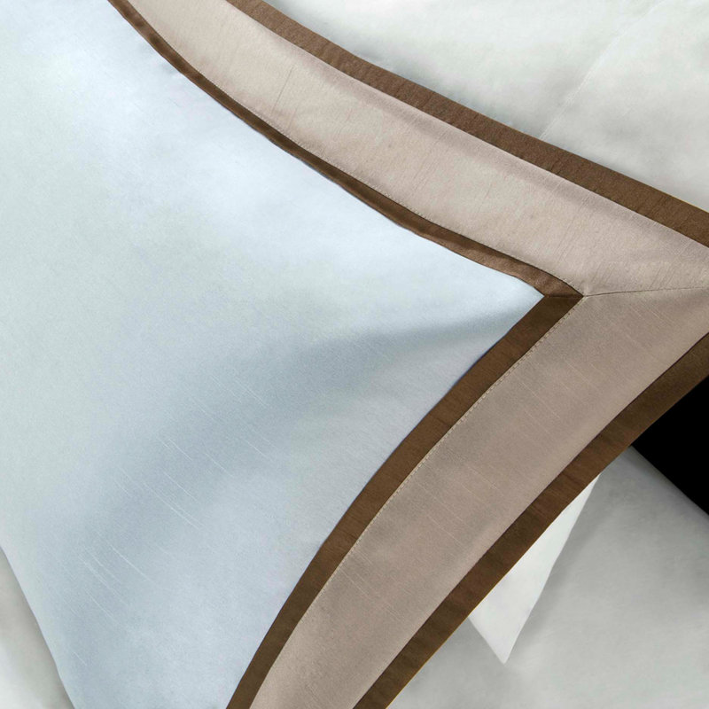 Literie 7 pièces pour grand lit - brun, édredon bleu, rembourrage de lit taupe et édredon