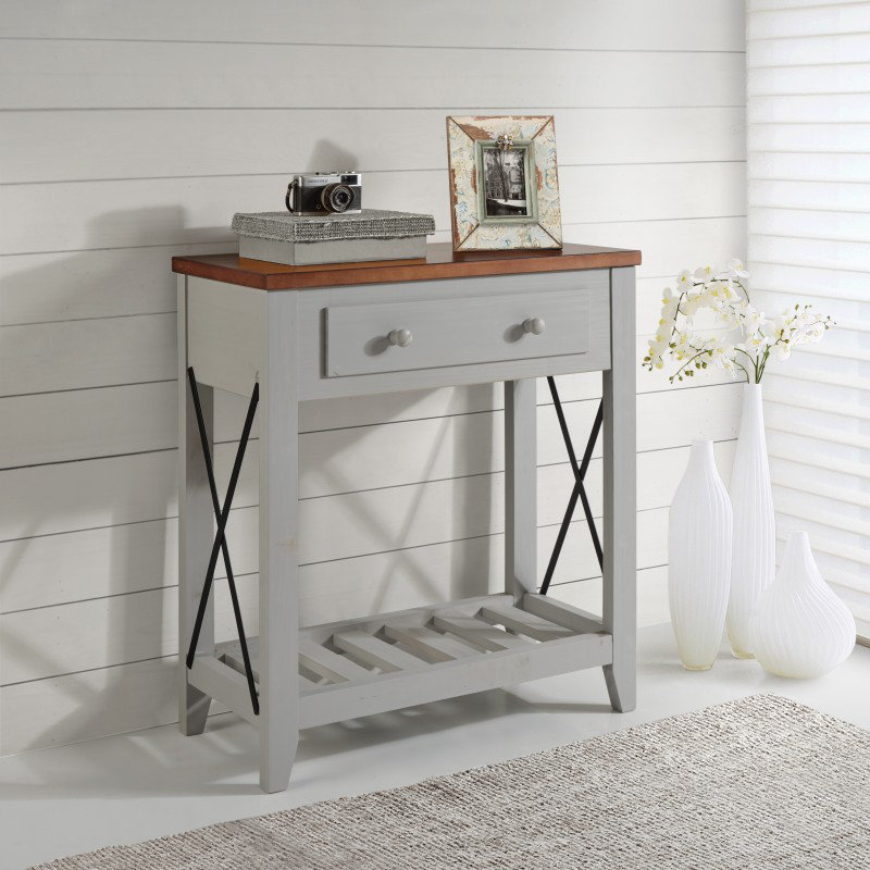 70cm Solid Wood Console Table, Grey