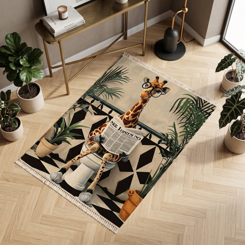 Nov Tapis de fantaisie girafe sur une toilette
