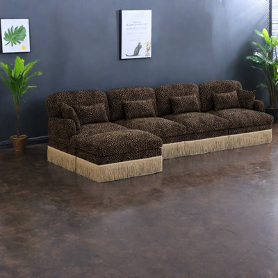 Large Modern Sofas, Chenille Leopard L Shaped Sectional For Home Family
