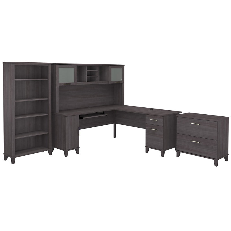 Magomed 4 Piece Computer Desk Office Set, Storm Gray