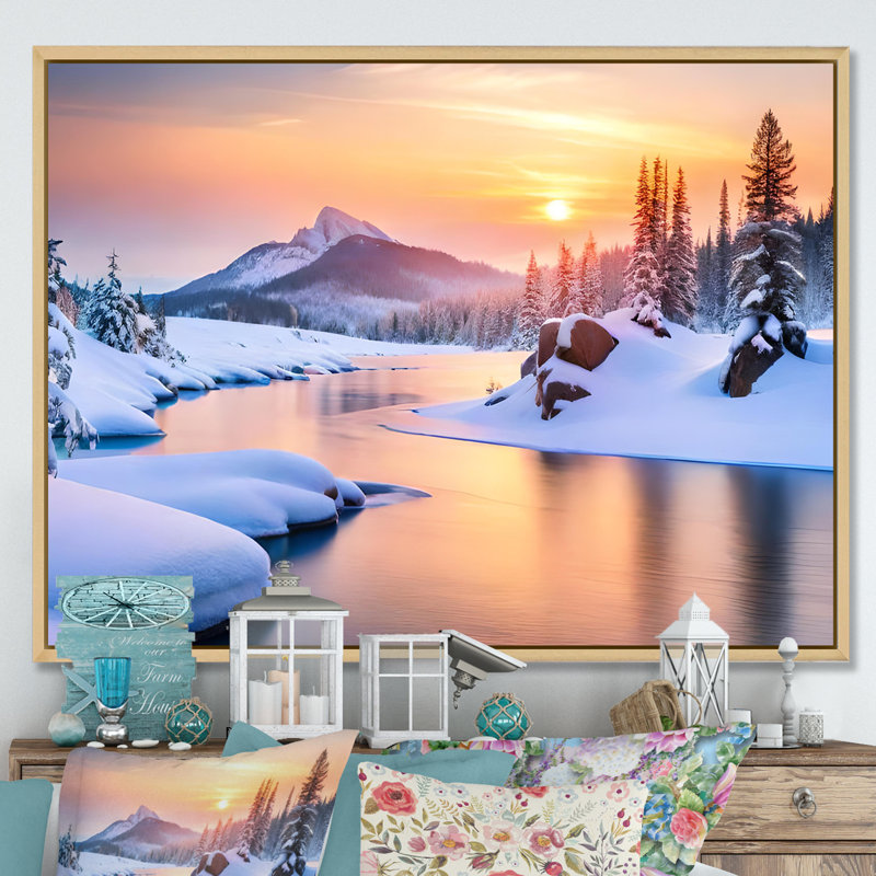 Hiver, beauté de l'Alaska IV, H 34 po x l 44 po x P 1,5 po, Cadre naturel flottant