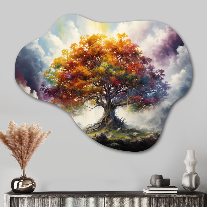 Wilmslow - paysage d'arbres en forme de nuage, art mural en métal asymétrique, H 27 po x l 35 po