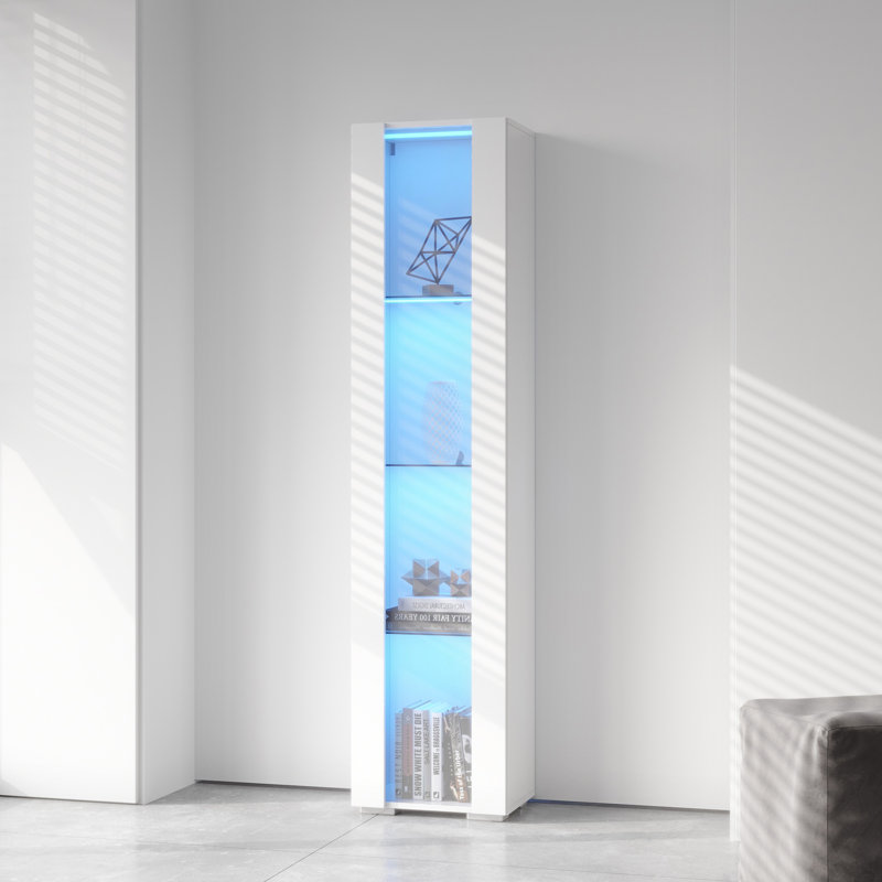 Armoire latérale avec lampe à bande en aluminium, Blanc