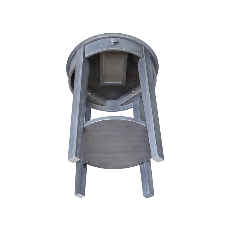 Manatuto Solid Wood End Table with Storage, Antique Washed Heather Gray