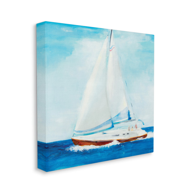 Voilier doux traditionnel d'été «Blue Waves» par Jill Martin - impression, Toile tendue, H 17 po x l 17 po x P 1,5 po