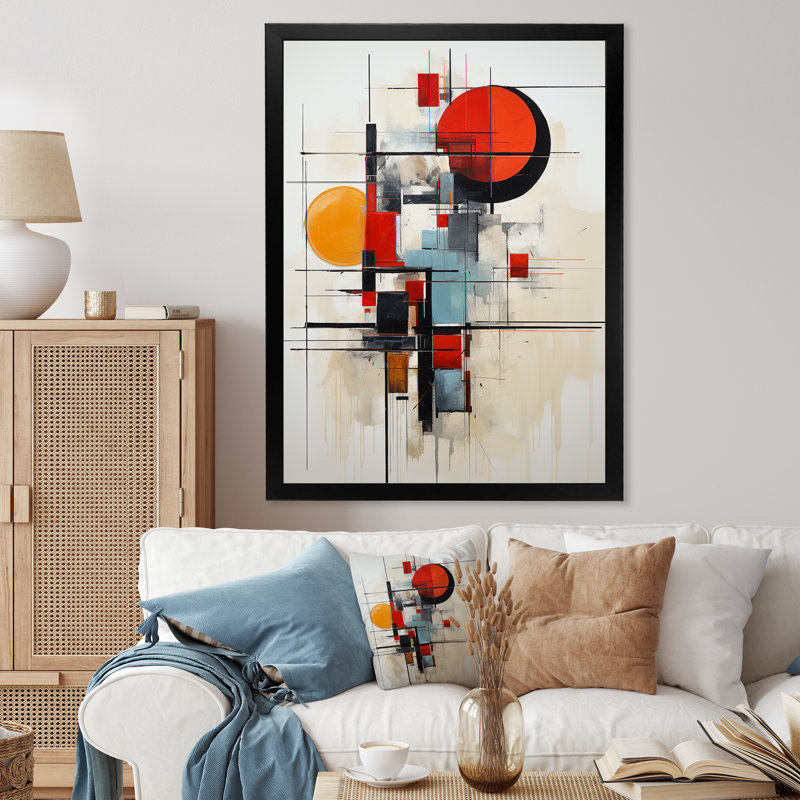 Isayah Red Suprematism Reduction III sur toile, H 32 po x l 24 po x P 1 po, Cadre photo noir
