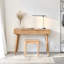 Meuble-lavabo en bois massif couleur chêne naturel avec miroir rabattable