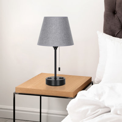 Ensemble de 2 lampes de table grises avec interrupteur à glissière
