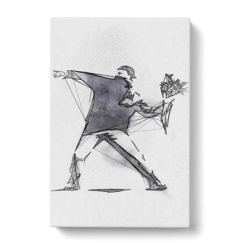 Flower Thrower in Abstract by Banksy - Wrapped Canvas, 91cm H x 60cm W x 3cm D