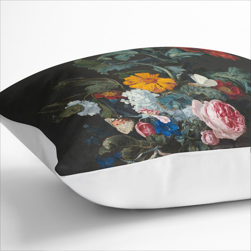 Still Life With Flowers Vol.1 Square Throw Cushion, 55cm H x 55cm W x 20cm D, White