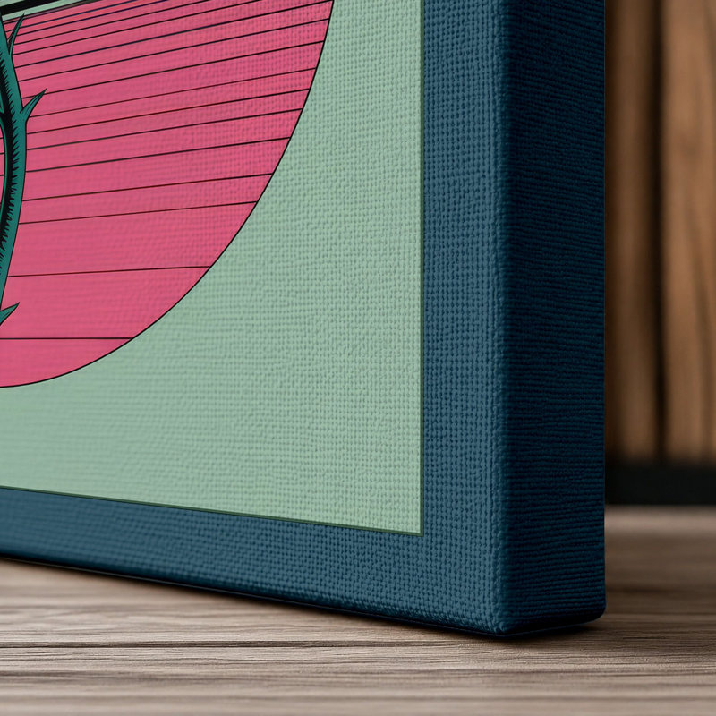 Rose in Pink Modern - Wrapped Canvas, 24x16 - 61.0 x 40.6 cm, Teal Border