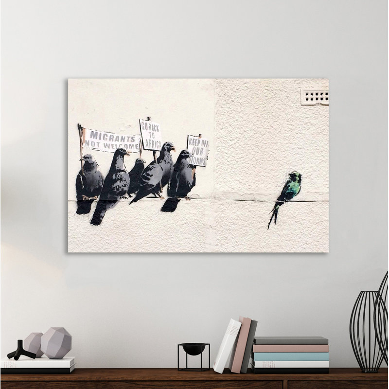 Immigration by Banksy - Wrapped Canvas Print, 102cm H x 152cm W x 4cm D