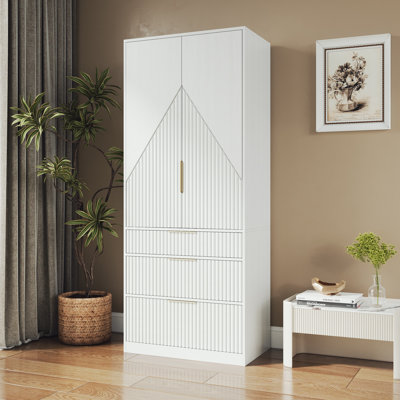 2 Doors Armoire Wardrobe With Three Large Drawers And Hidden Storage by Ebern Designs