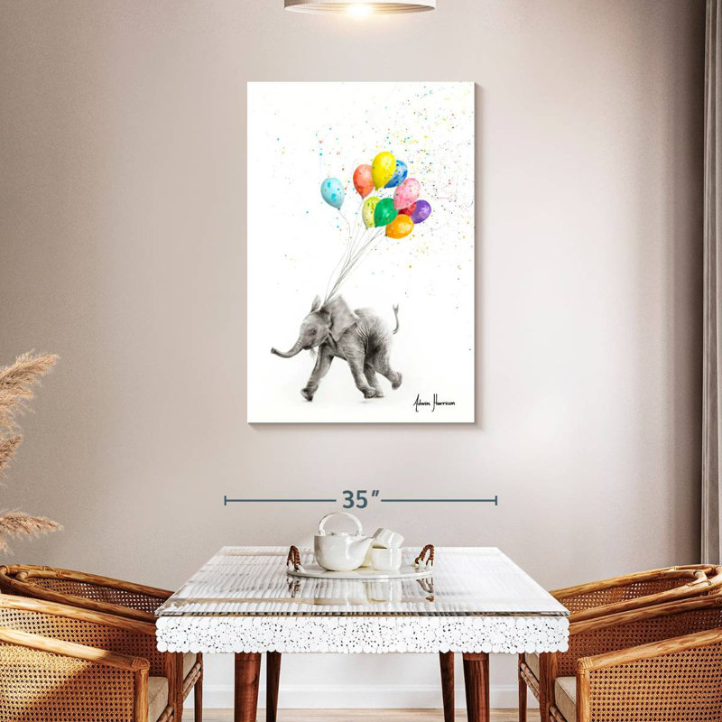 Brampt The Elephant And The Balloons, 45" H x 30" W