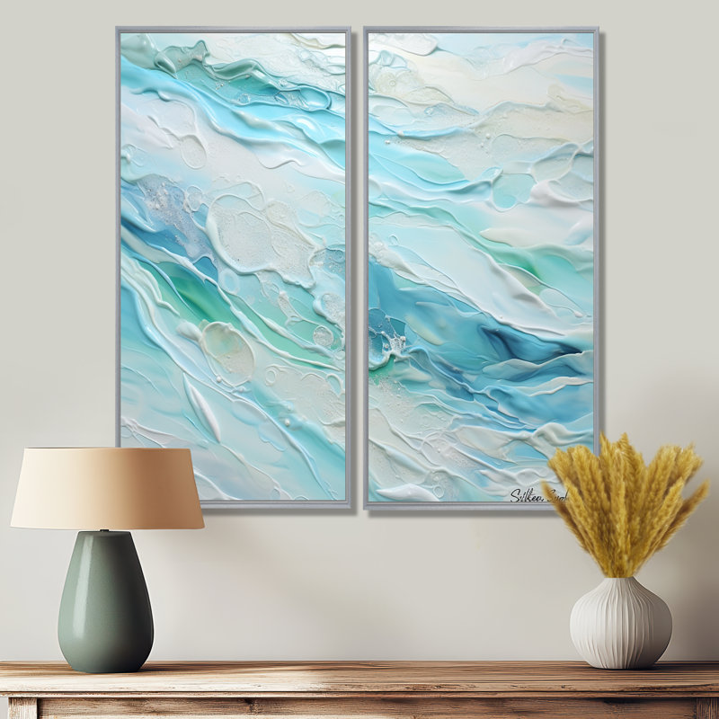 «Ocean Charm», impression sur toile, océan côtier, H 32 po x l 32 po, Reproduction encadrée sans passe-partout, Argent argent