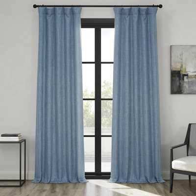 Ottis Faux Linen Room Darkening Curtain Panel