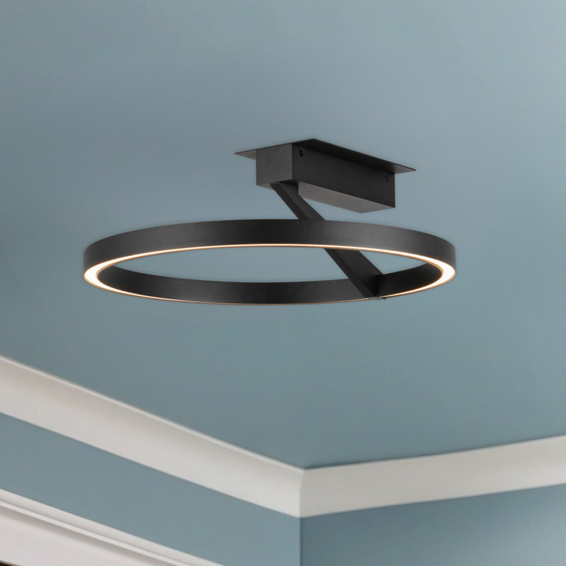 Roda 1 - Light LED Semi Flush Mount, Black, 6" H x 16" W x 15.75" D