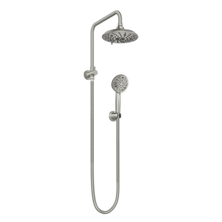 Laguna 8-in Multi-function Showerhead Shower System with Pivoting Shower Arm and Multi-function Handshower