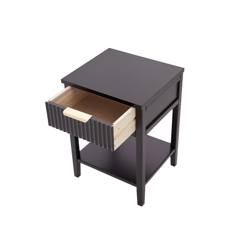 Abriela 40 cm W Bedside Table, Black