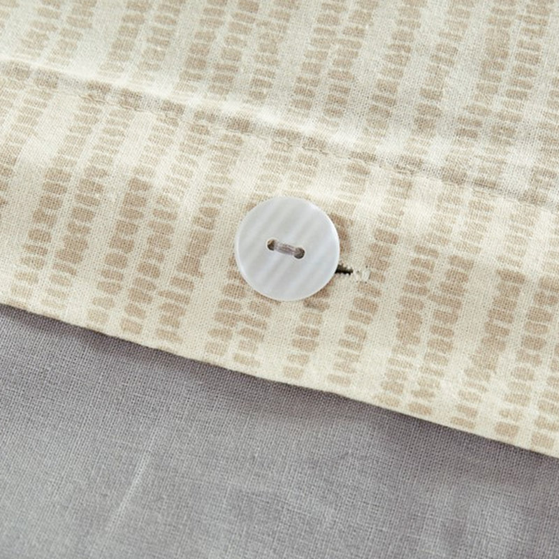 Housse de couette 100% coton pour lit très grand / très grand avec fermeture à boutons en tissu gris et jaune