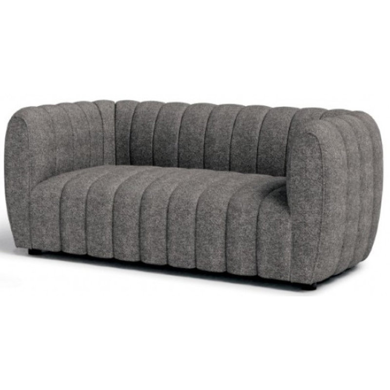 Causeuse Hery, Boucle 65 po, capitonnée à rainures verticales Hery, Gris