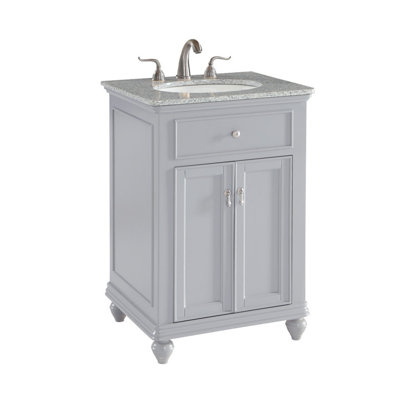 Ensemble de meuble-lavabo simple 24 po Otto, Blanc antique, Gris clair