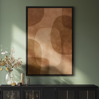 Framed Canvas Wall Art - Brown Geometric Abstract Pattern Wall Prints for Bedroom - 24"