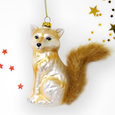 Jaquilyn Woodland Fox Glass Christmas Ornament