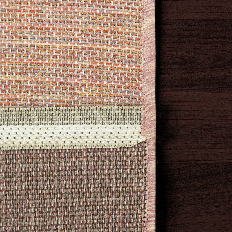 Tapis intérieur/extérieur crème/orange Mori, Rectangle 3 pi 11 po x 5 pi 7 po
