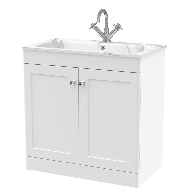 Classique Bathroom Vanity, Satin White, 81 cm W