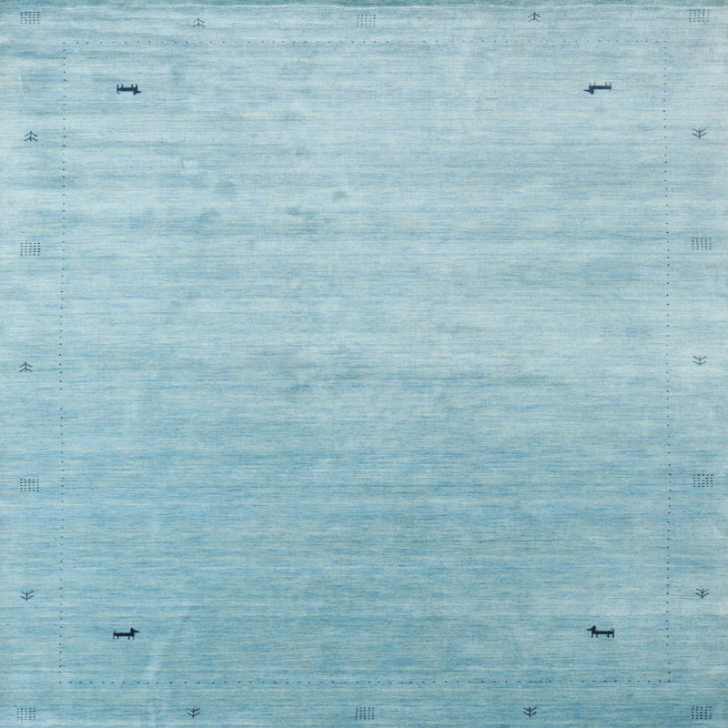 Tapis contemporain bleu, Carré 3 pi