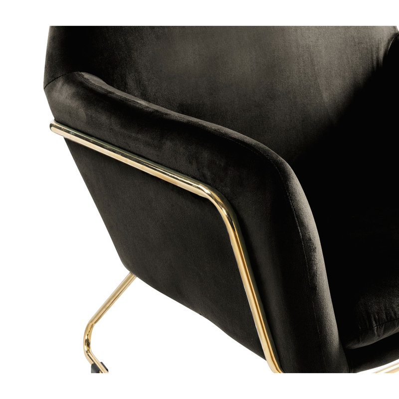 Fauteuil d'appoint en velours noir avec support en métal - 29,5 po x 31 po 26 po