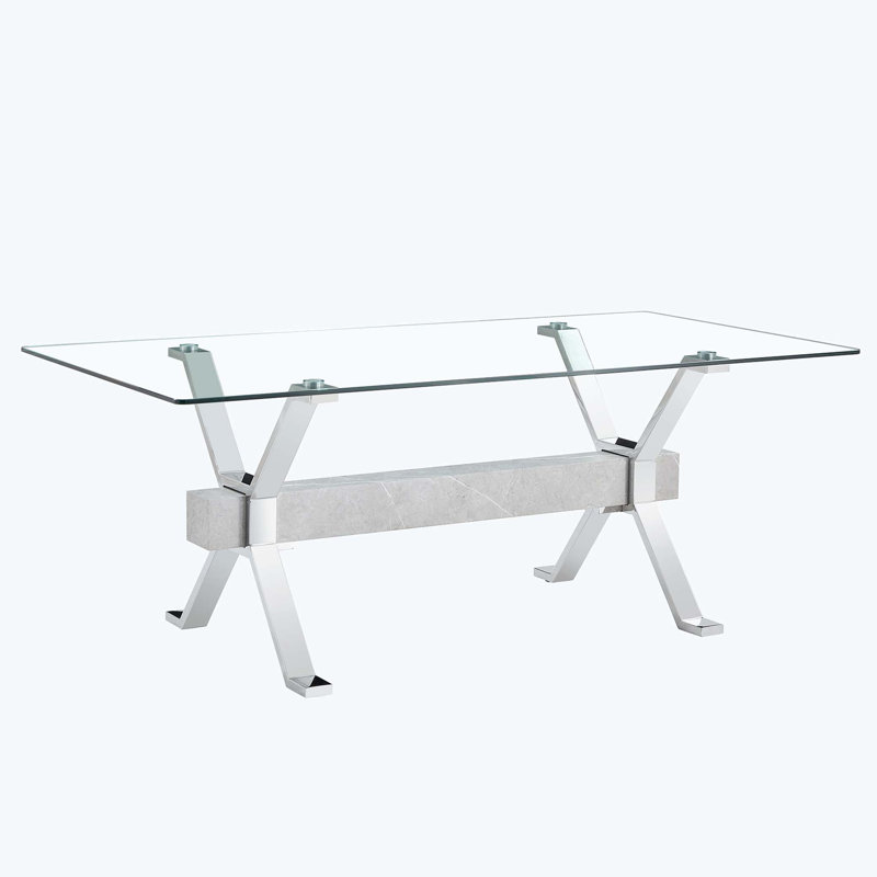 1 Piece Rectangular Dining Table without Chair, Silver