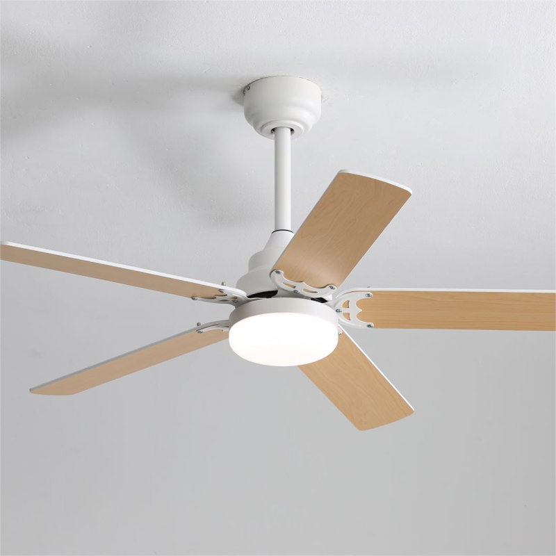 Ventilateur de plafond 42 po avec lumières DEL Felicitas, Jaune clair / blanc, Blanc