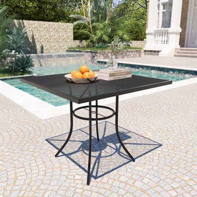 Steel Mesh Table for Patio  with a 1.9-inch diameter umbrella hole