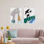 Abstract Underwater Aquatic Landscape Flying Fish Pastel Colour Naive - 2 Piece No Frame Print Set-88622338