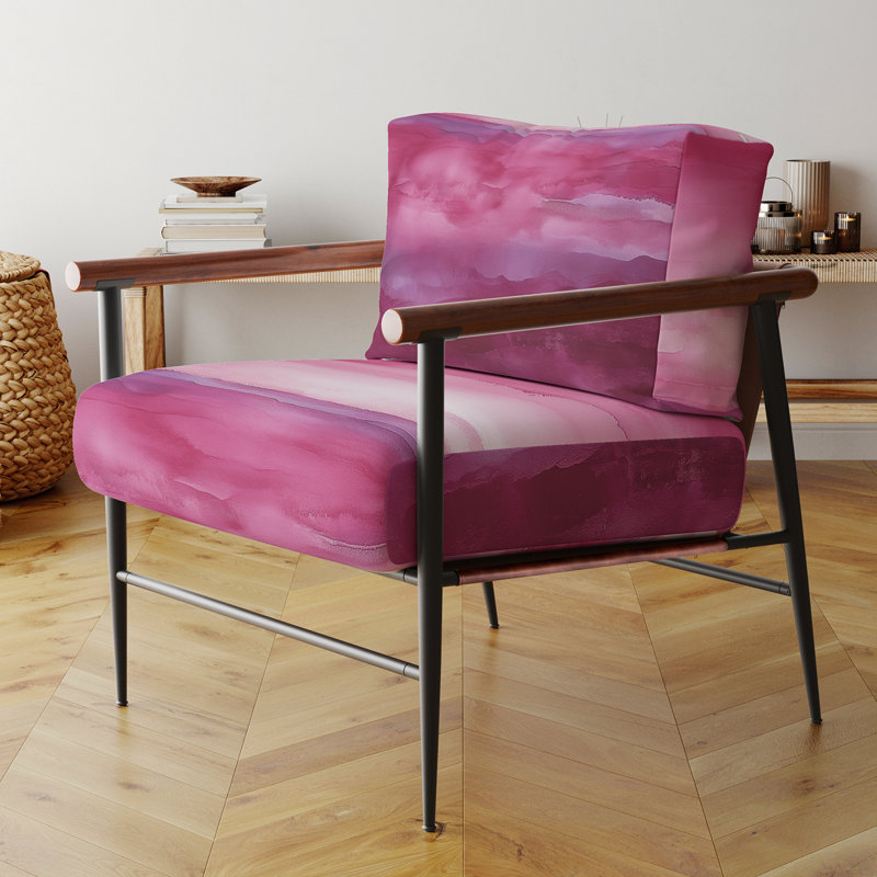 Out To Sea - Fauteuil d'appoint rembourré rose nautique et plage, Noir, noir, noir, noir