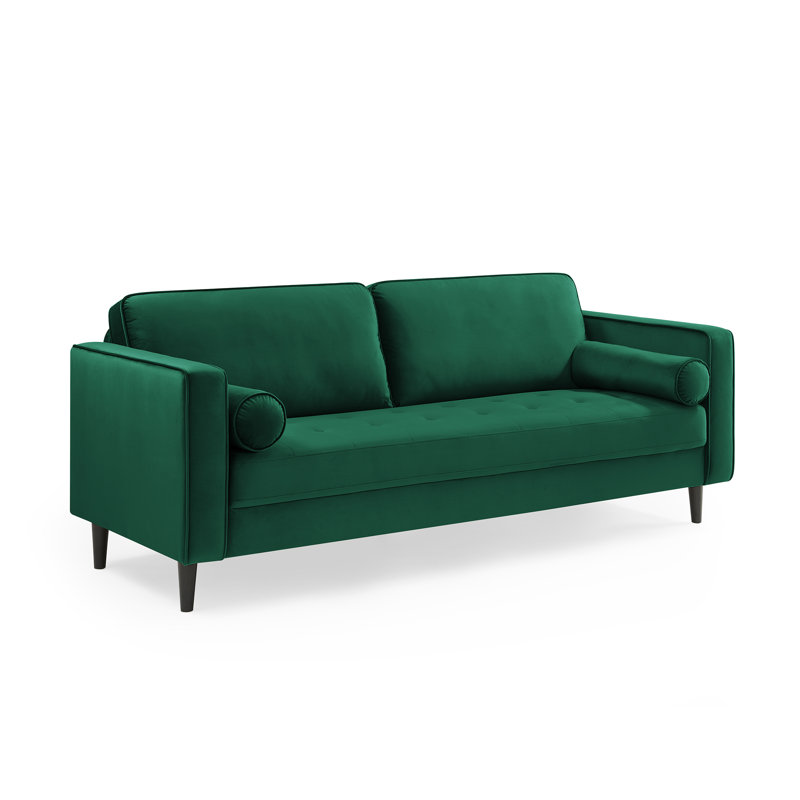 Jeses 207Cm Square Arms Sofa, Green Velvet