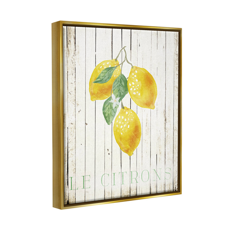 Art mural sur toile flottant Le Citrons, H 31 po x l 25 po x P 1,7 po, Cadre flottant métallique doré