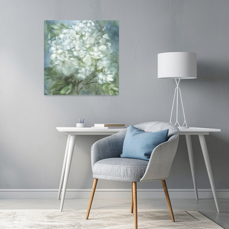 Art de fleurs d'hortensia traditionnel au crépuscule, H 24 po x l 24 po